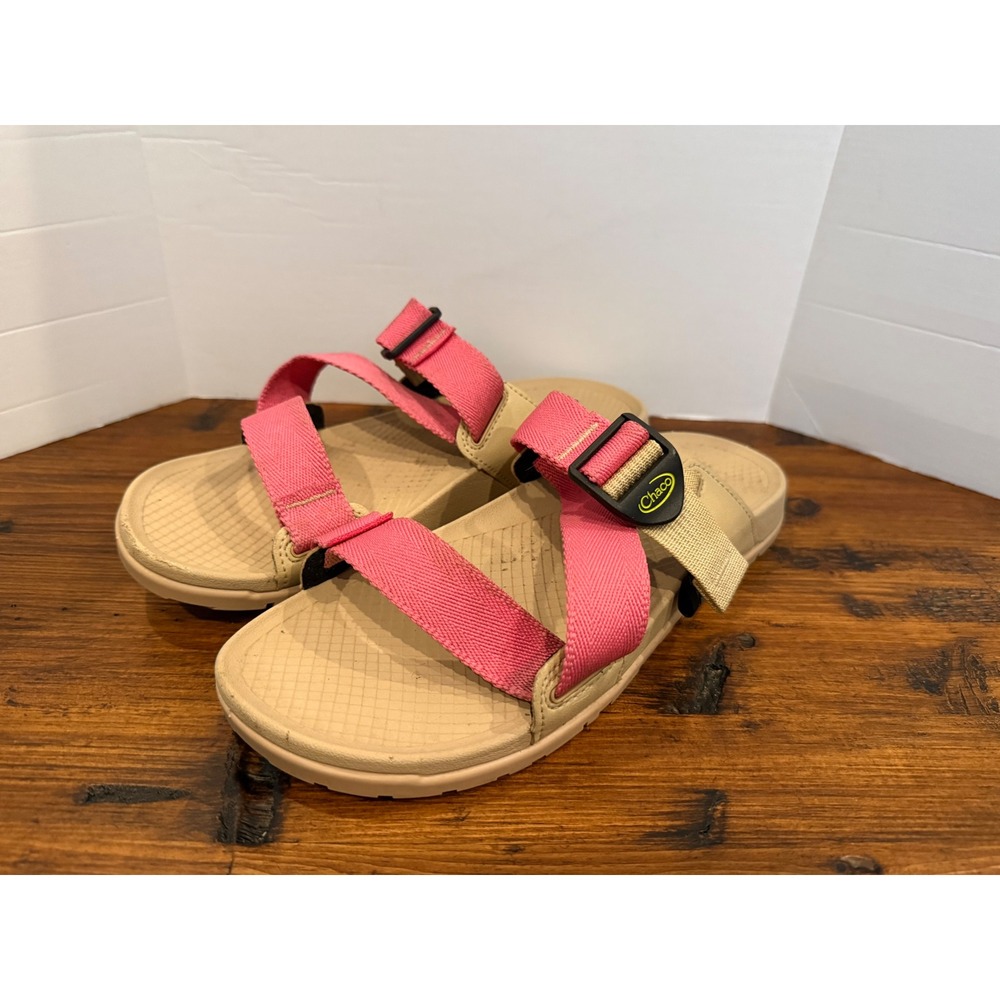 Chaco Lowdown Slide Sandals Pink Tan Women 8 JCH108344 Sport Recovery Slide